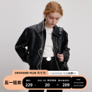 美式 复古PU黑色皮衣女小个子拉链短款 PLUS DESIGNER 机车夹克外套