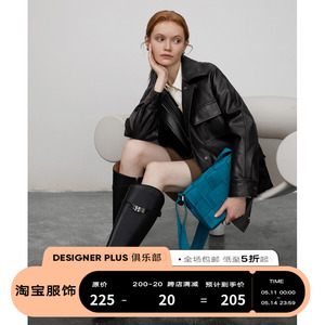 DESIGNER PLUS 皮衣外套女机车服中长款春秋复古宽松黑色PU皮上衣