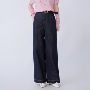 芭依璐2026春装新款牛仔裤时尚女小个子窄版高腰百搭直筒阔腿裤子