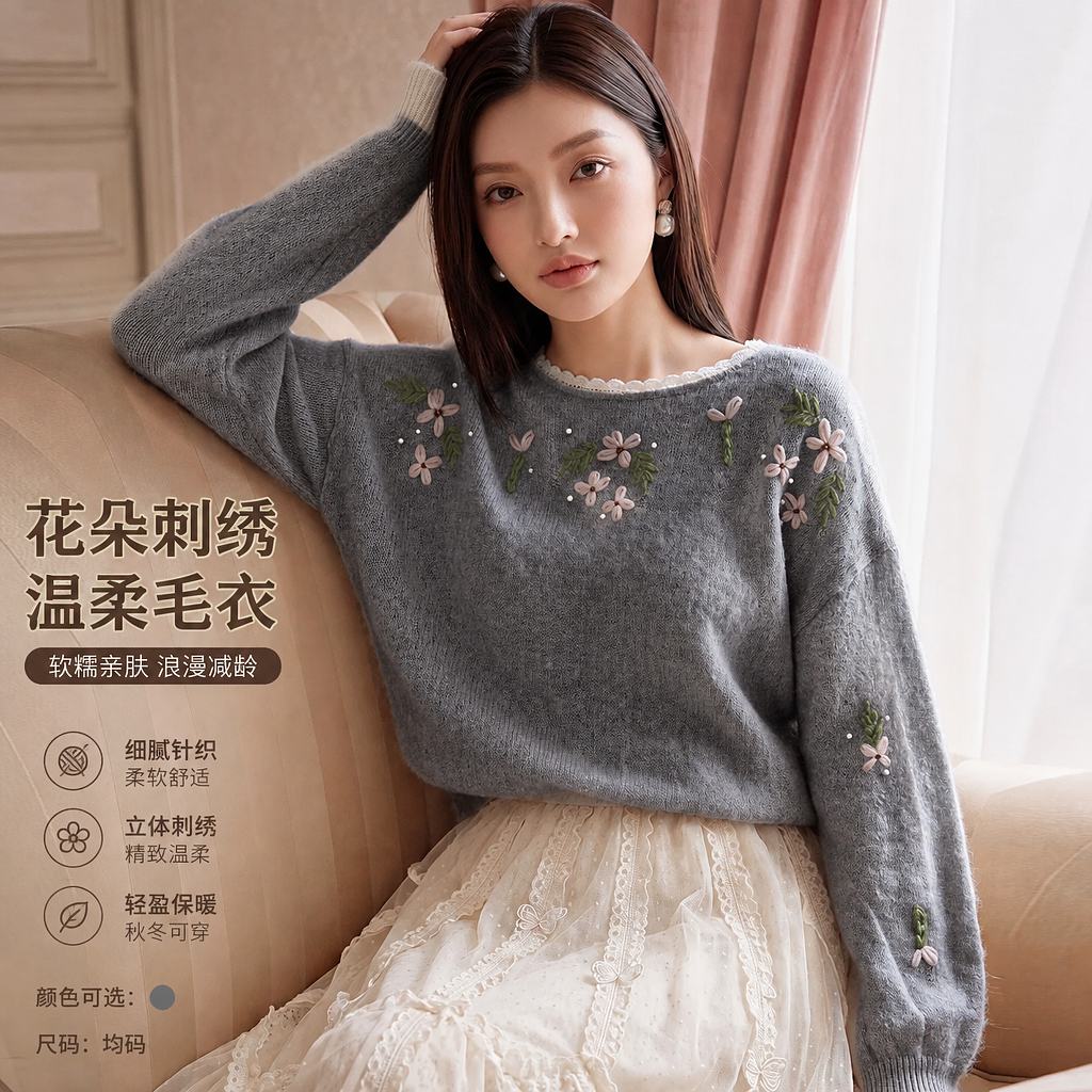羊毛针织衫女高级感秋季穿搭毛衣