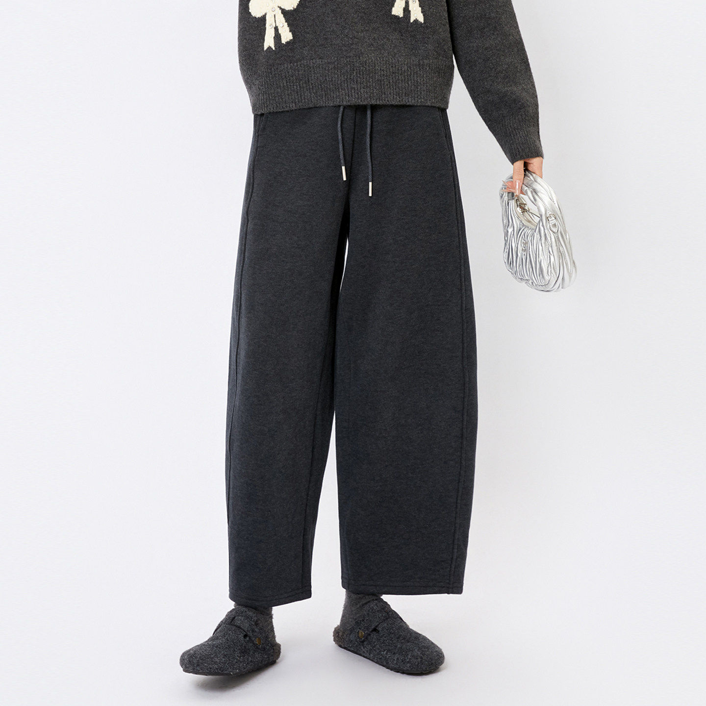 芭依璐休闲裤子2026早春新款直筒加厚时尚百搭简约外穿垂感长裤子