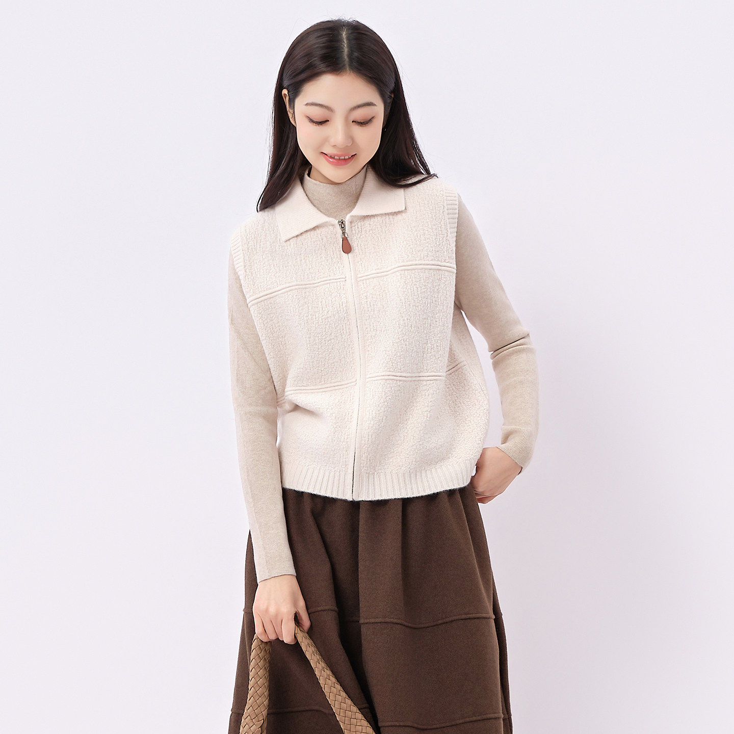 芭依璐2025秋冬针织马甲背心立领翻领拉链加厚宽松叠穿无袖针织衫,女装/女士精品,毛针织衫,淘宝优惠券,粉丝福利购,淘宝优惠卷
