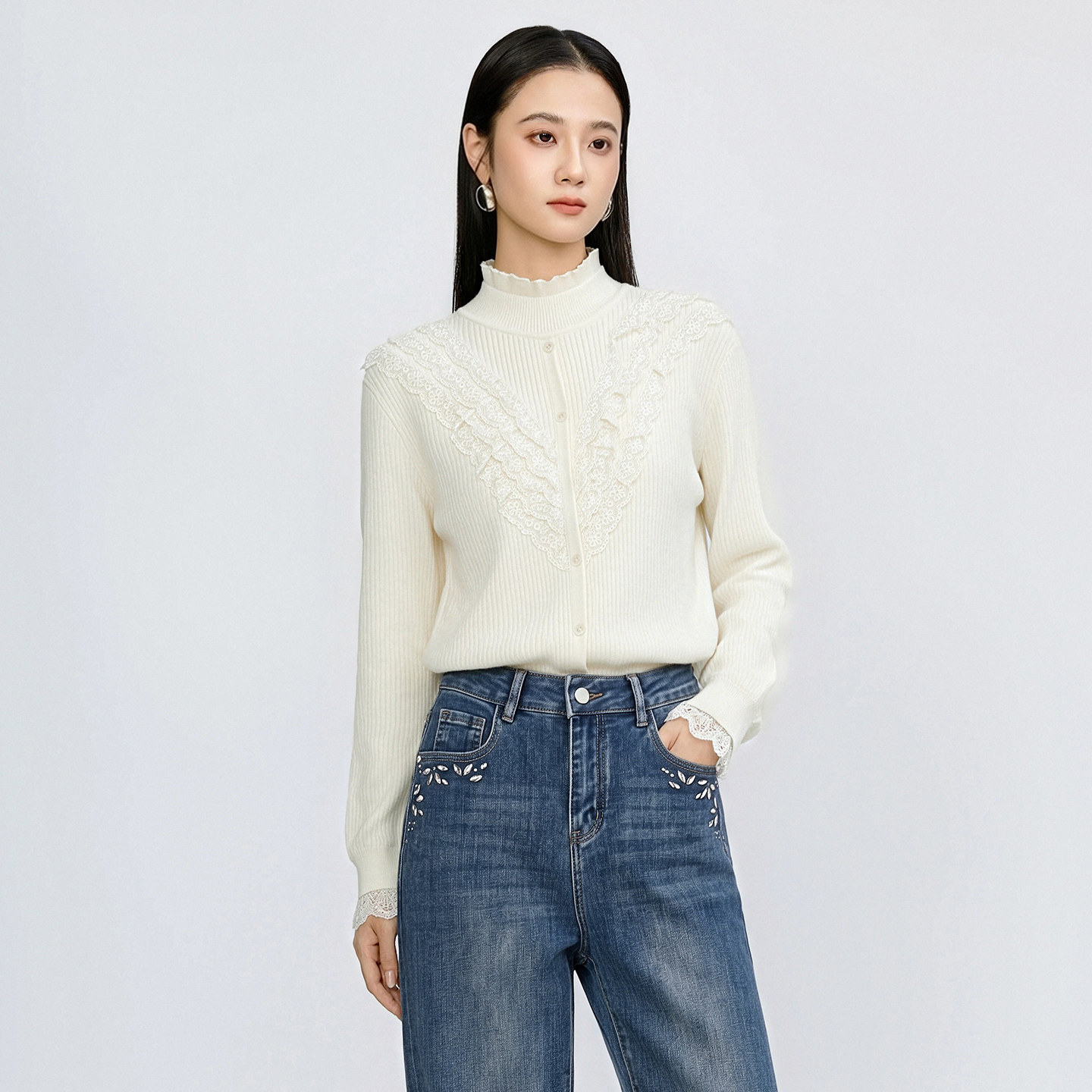 芭依璐秋冬显瘦慵懒风针织衫女
