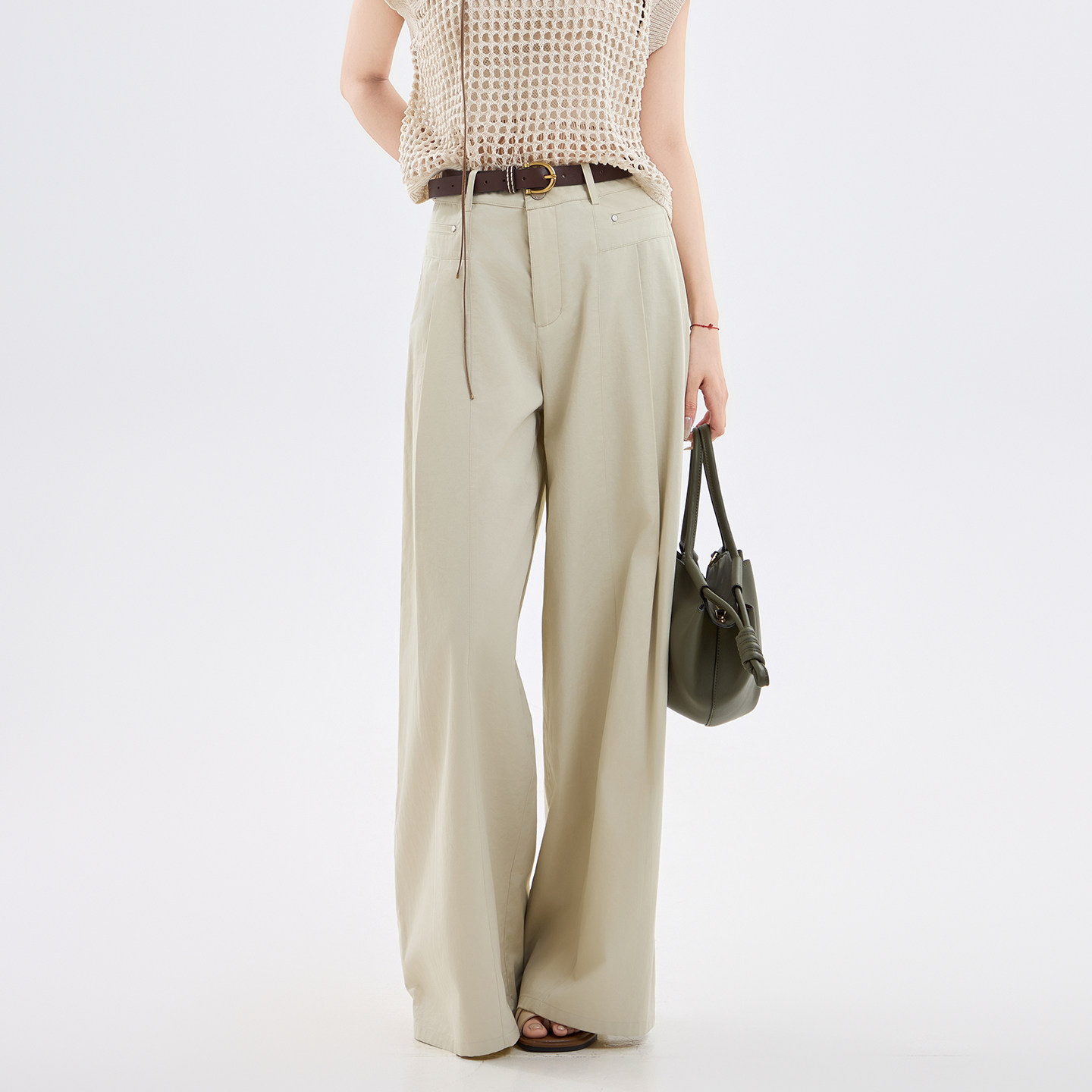 芭依璐百搭休闲裤2026夏季新款窄版高腰显瘦垂感小个子宽松直筒裤