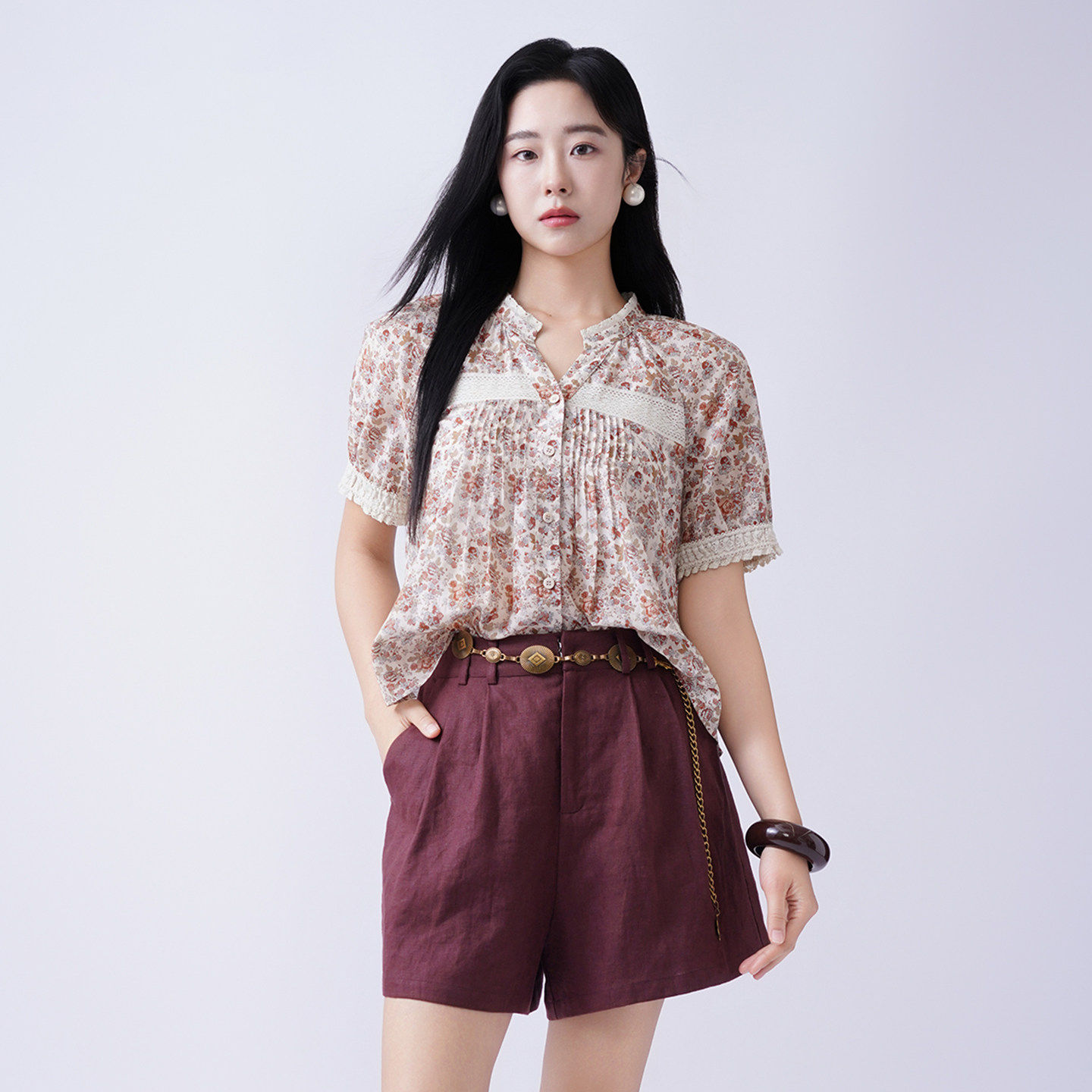 芭依璐2026夏季新款衬衫女森系碎花宽松浪漫花边设计感小众上衣