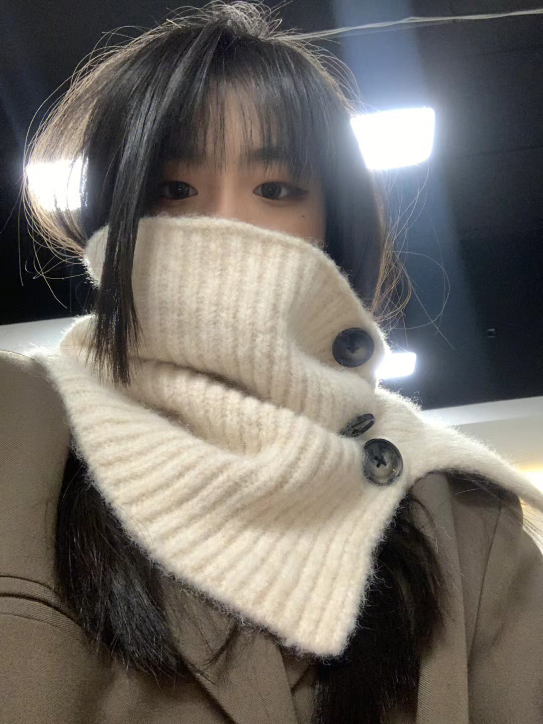 韩版针织毛线围巾女秋冬纯色防寒