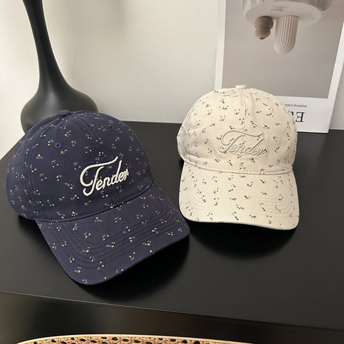 韩国东大门风软顶小碎花棒球帽子刺绣字母休闲粉色鸭舌帽女显脸小