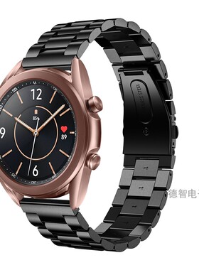 适用三星Galaxy watch34567代表带经典三珠Active2不锈钢带20/22