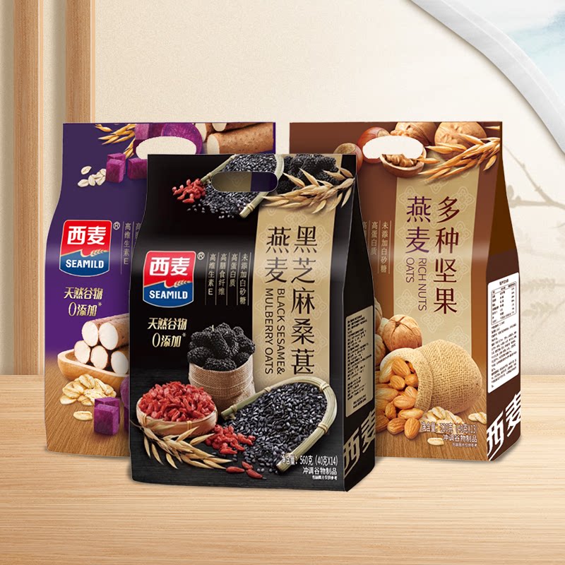 【品牌自营】西麦紫薯山药多种坚果黑芝麻桑葚独立装谷物燕麦代餐