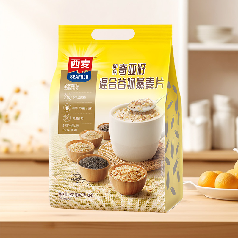 西麦奇亚籽混合燕麦片630g独立小包装高蛋白质营养0添加蔗糖早餐s