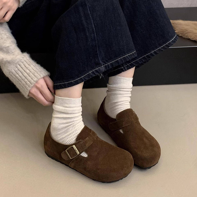 牛皮版~厚底加绒可踩跟棉鞋女新款秋冬季毛毛豆豆鞋内增高勃肯鞋,女鞋,勃肯鞋/软木鞋,淘宝优惠券,粉丝福利购,淘宝优惠卷