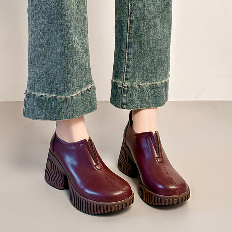 羊皮版~2026四季鞋韩系深口一脚蹬乐福鞋厚底气质圆头粗跟单鞋女,女鞋,深口单鞋,淘宝优惠券,粉丝福利购,淘宝优惠卷