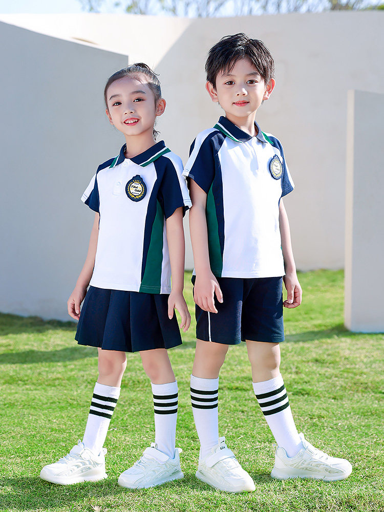夏季幼儿园园服小学生校服运动亲子套装集体活动服装墨绿枣班级服