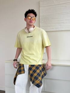 2026夏季新款潮牌纯棉洗水男士宽松透气扩版休闲时尚T恤