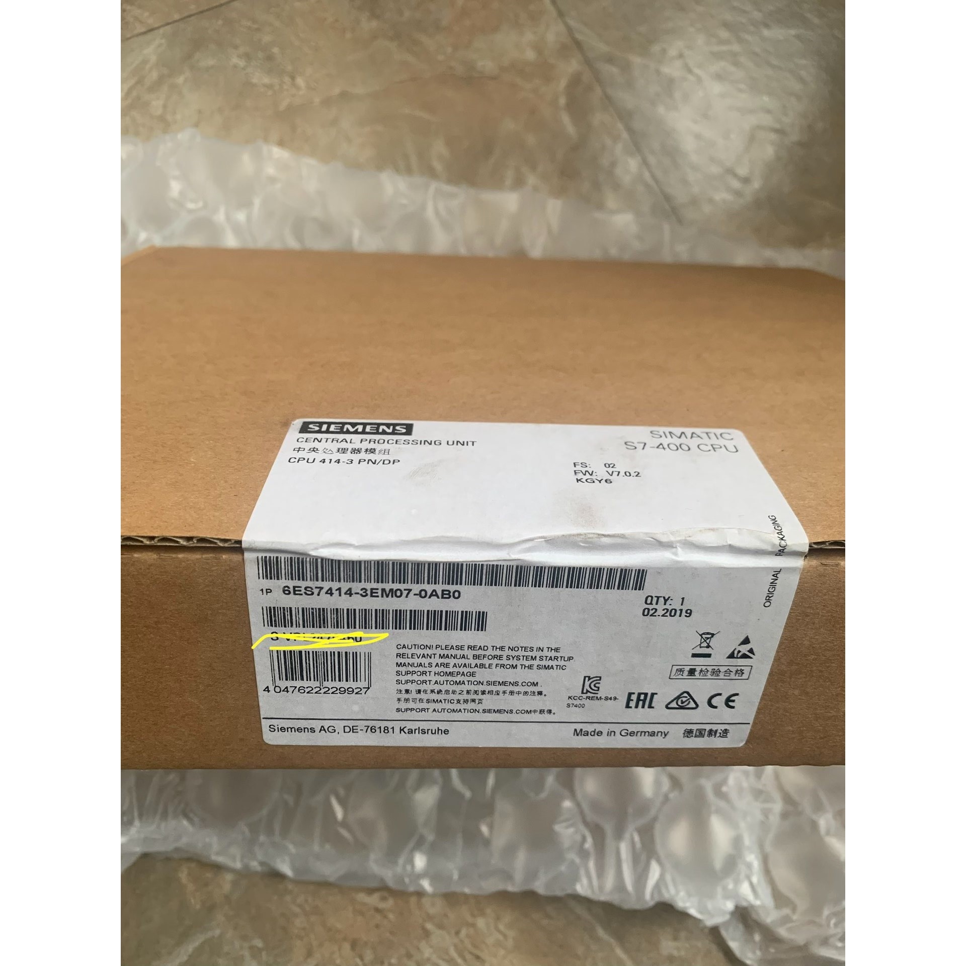 6ES7414-3EM07-0AB0   19年全新原装未开