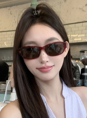 少女风复古红色素颜百搭墨镜