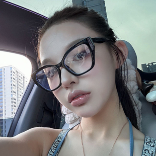 大黑框猫眼多边形眼镜女圆脸显瘦网红欧美辣妹素颜可配近视防蓝光