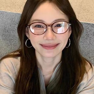 复古书呆子眼镜近视女可配高度数防蓝光美拉德豹纹色椭圆框眼睛架