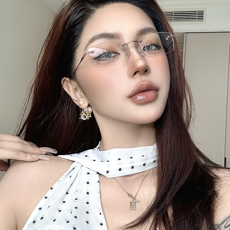 高冷御姐风纯欲无框眼镜