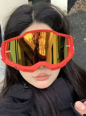 滑雪大红色水银护目镜男防紫外线