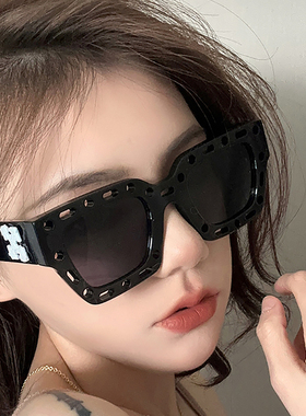 欧美风Y2K辣妹甜酷太阳眼镜女复古镂空方形眼镜时尚个性近视墨镜