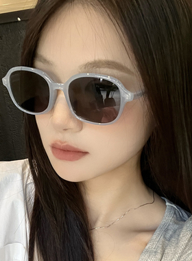 防紫外线方形复古女蓝色大框猫眼