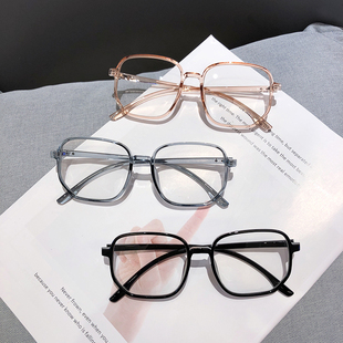 眼睛架 潮素颜网红款 装 饰眼镜透明绿近视眼镜女可配度数方框男韩版
