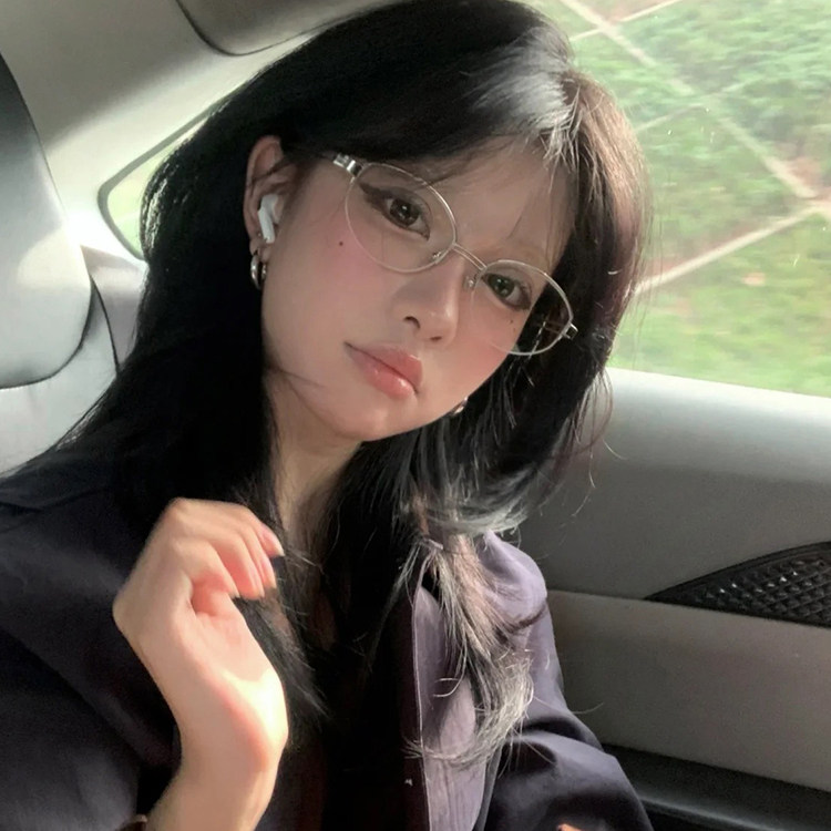 复古老钱风金丝半框眼镜女近视可配有度数金属椭圆素颜神器眼睛架