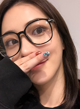 王柳雯同款眼镜框女潮复古简约个性T字金属平光镜近视眼镜大方框