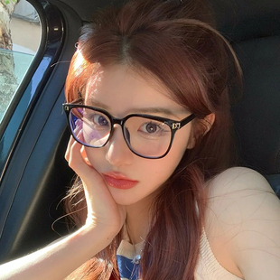 超轻黑色方眼镜女韩版 潮可配近视小脸防蓝光平光镜素颜眼镜框TR90