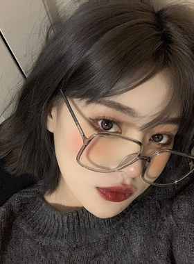 透明绿色网红款眼镜女近视可配有度数男新款大框超轻TR防蓝光框架