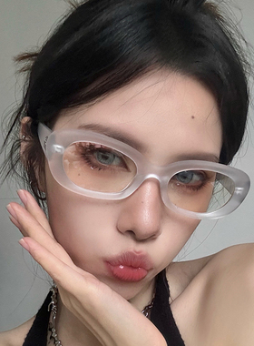 防紫外线欧美风猫眼女小框透明