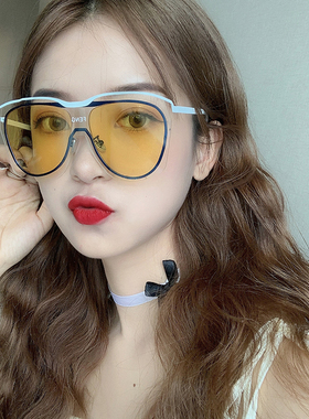 圆脸个性风连体大框白色太阳镜