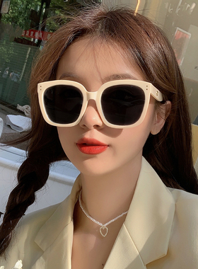 2022新款太阳镜女韩版潮偏光墨镜女米白色方框网红夏款大脸显瘦男