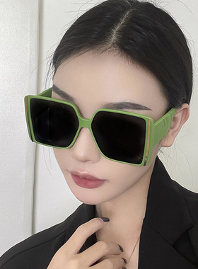 网红大框方形绿色墨镜女圆脸显瘦防晒太阳镜高级感韩版眼镜潮