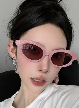 韩版欧美风猫眼墨镜男女2024新款春夏高级感可配近视太阳镜防风防