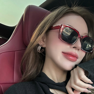 韩版红色墨镜2025新款太阳镜女款拽姐防紫外线大框显脸小近视眼镜