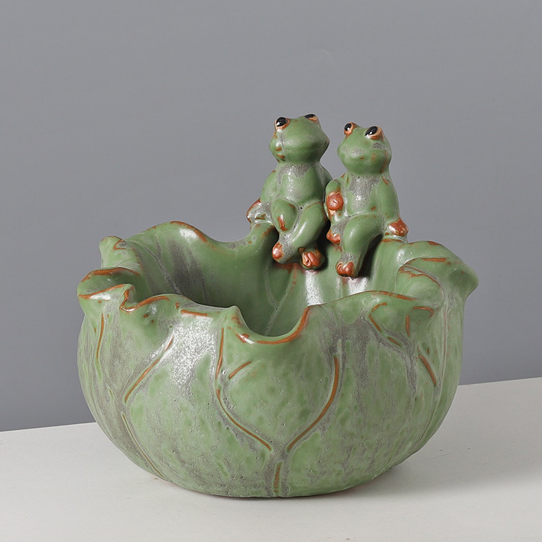 创意陶瓷多肉花盆可爱卡通大口径拼盘无孔水培铜钱草睡莲碗莲绿植