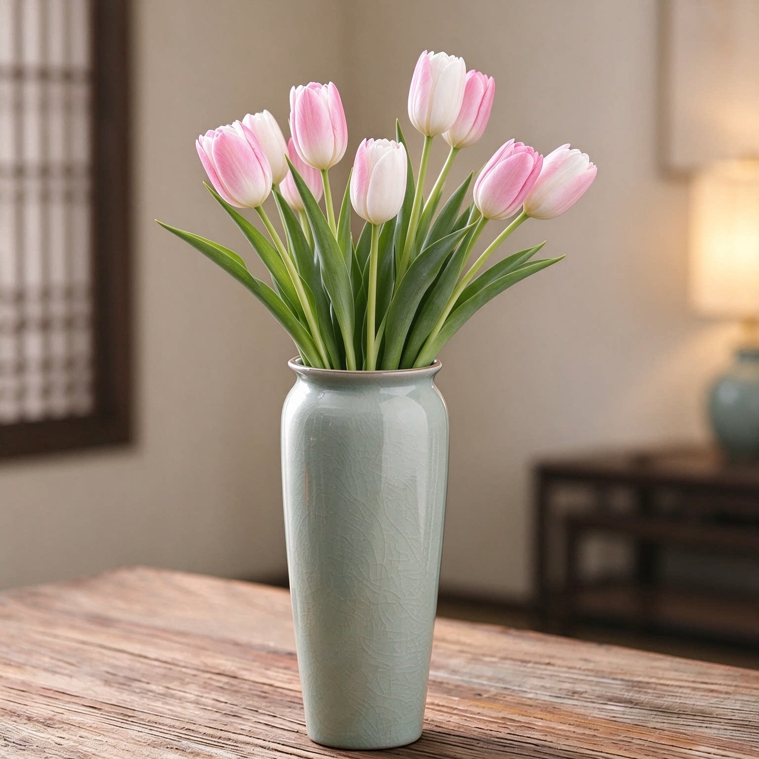 哥窑陶瓷花瓶大号客厅餐厅桌面装饰瓶干花鲜花插花器绿萝水培器皿