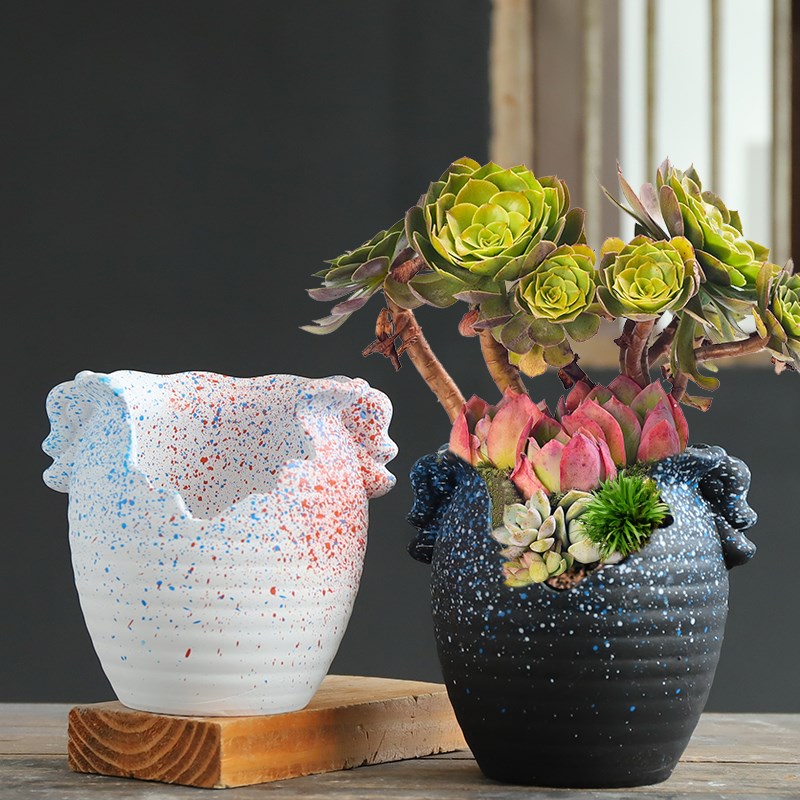 老桩多肉花盆陶瓷缺口粗陶透气