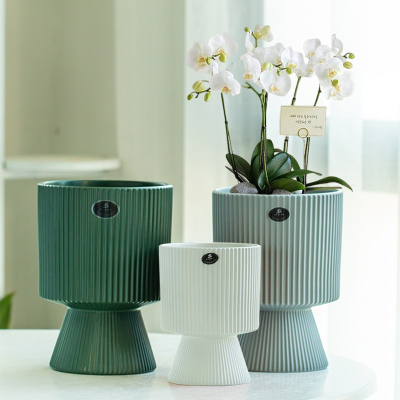 北欧简约花盆陶瓷高款竖纹室内吊兰发财树蝴蝶兰专用盆多肉绿植盆,家居饰品,花盆,淘宝优惠券,粉丝福利购,淘宝优惠卷