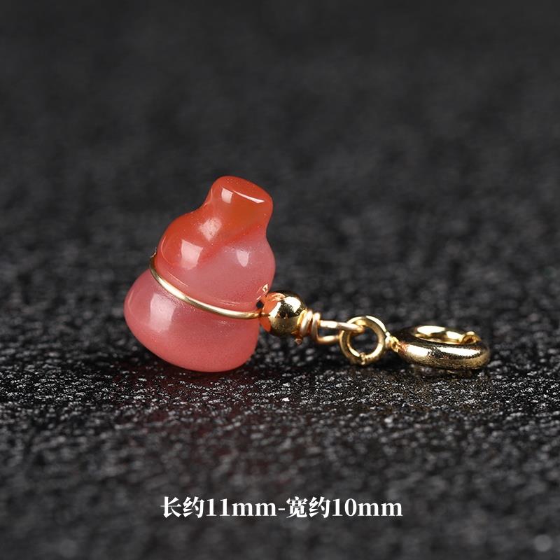 2025天然粉盐源玛瑙小葫芦吊坠diy手工水晶饰品配件提溜女款隔珠
