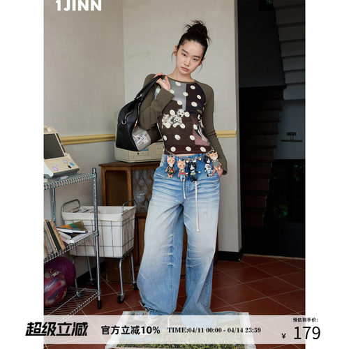 1JINNSTUDIO猫狗波点印花T恤