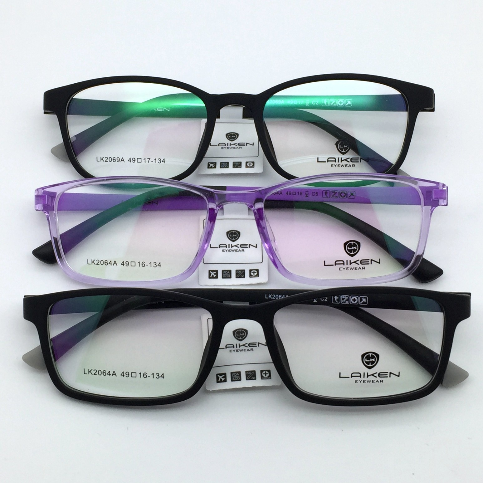 laiken莱肯小脸眼镜框超轻无螺丝全框眼镜学生配近视弱视lk2064ac