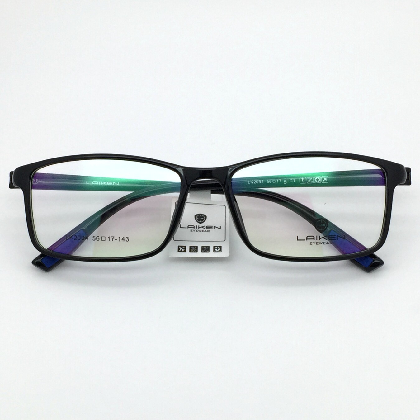 laiken莱肯大框眼镜架舒适超轻无螺丝方形全框男大脸配近视lk2094