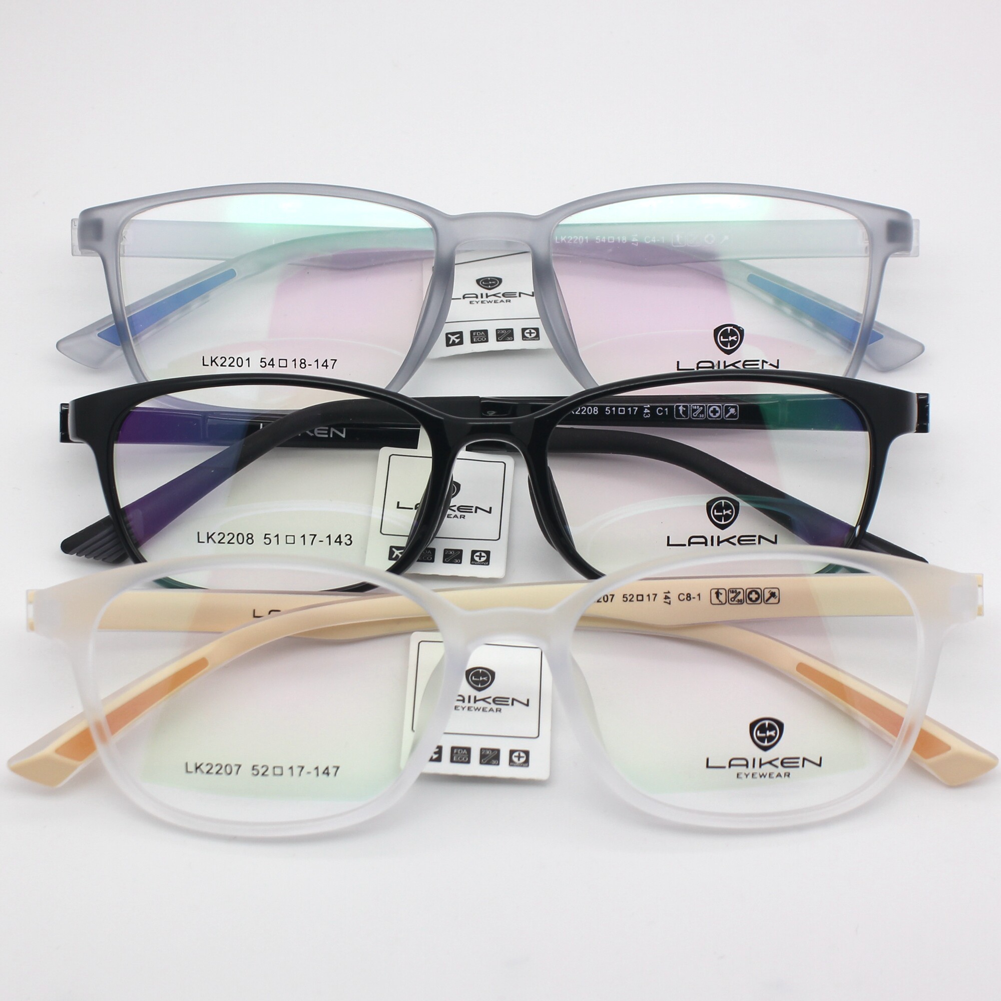 laiken莱肯眼镜架超轻无螺丝全框近视眼镜lk2201/2205/2207/2208