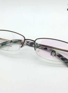 时尚镂空近视眼镜架轻休闲女士款半框金属眼镜配防蓝光变色66586