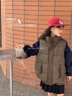 anika品牌童装 冬季新款 男女童中大童 休闲 保暖羽绒马甲