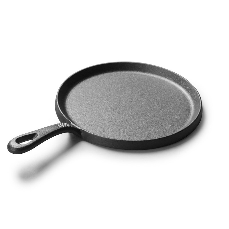 铸铁煎饼锅烙饼烤肉盘加厚无涂层铁板电磁炉通用25cm平底煎锅