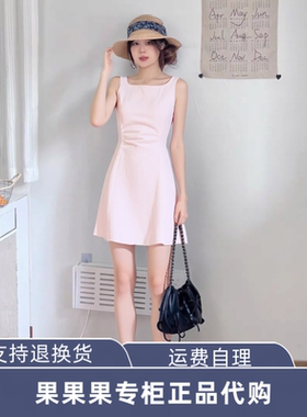 126107032 ONL【解构后领V裁】2026春季腰间显瘦捏褶连衣裙女新款